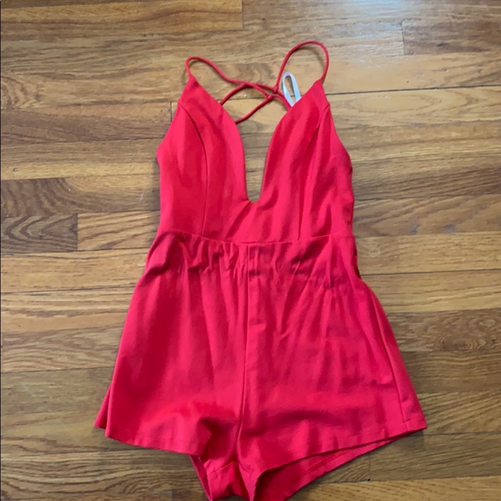 Red Fitted Strappy Romper